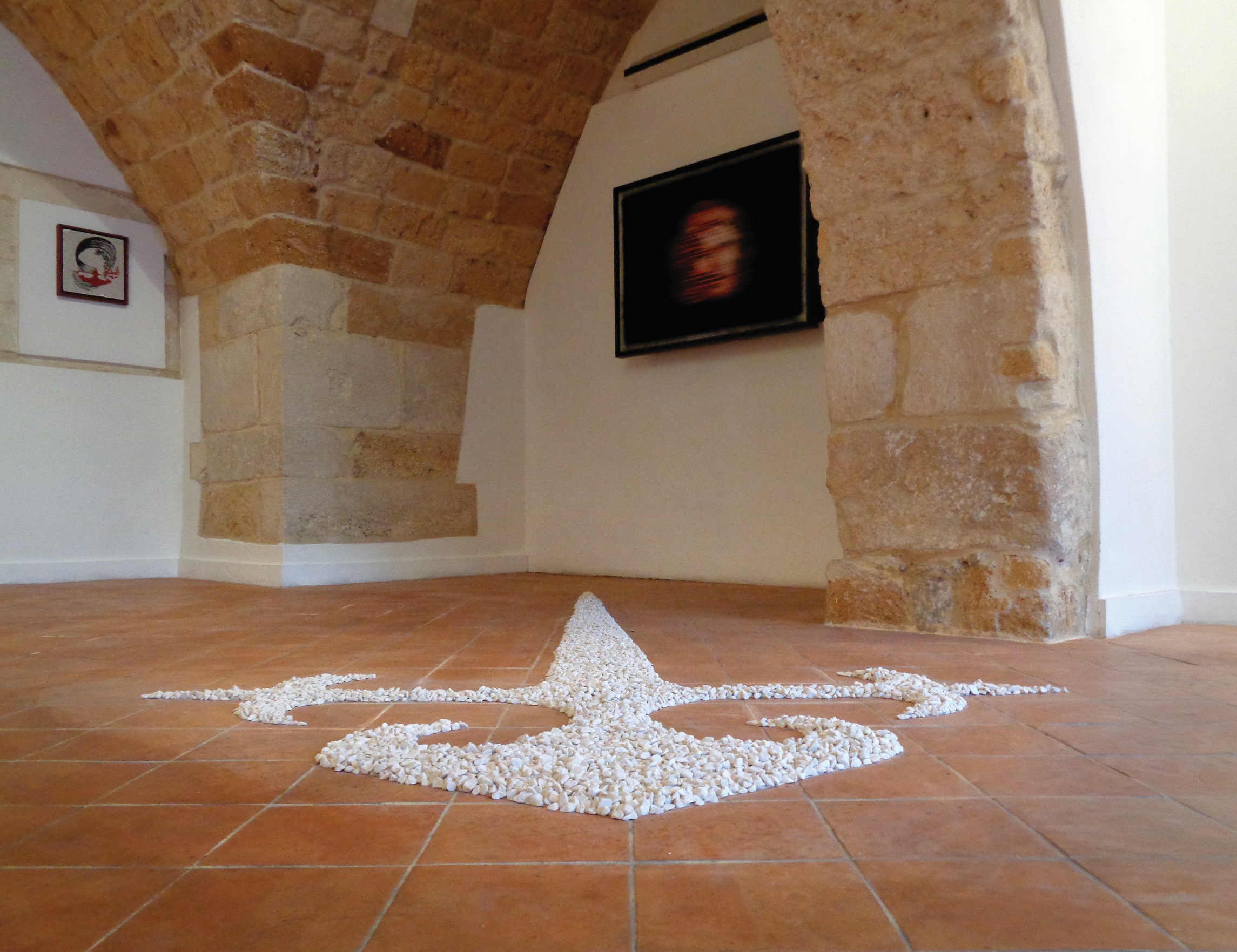 Cross, stone floor, marble grit, 2015
