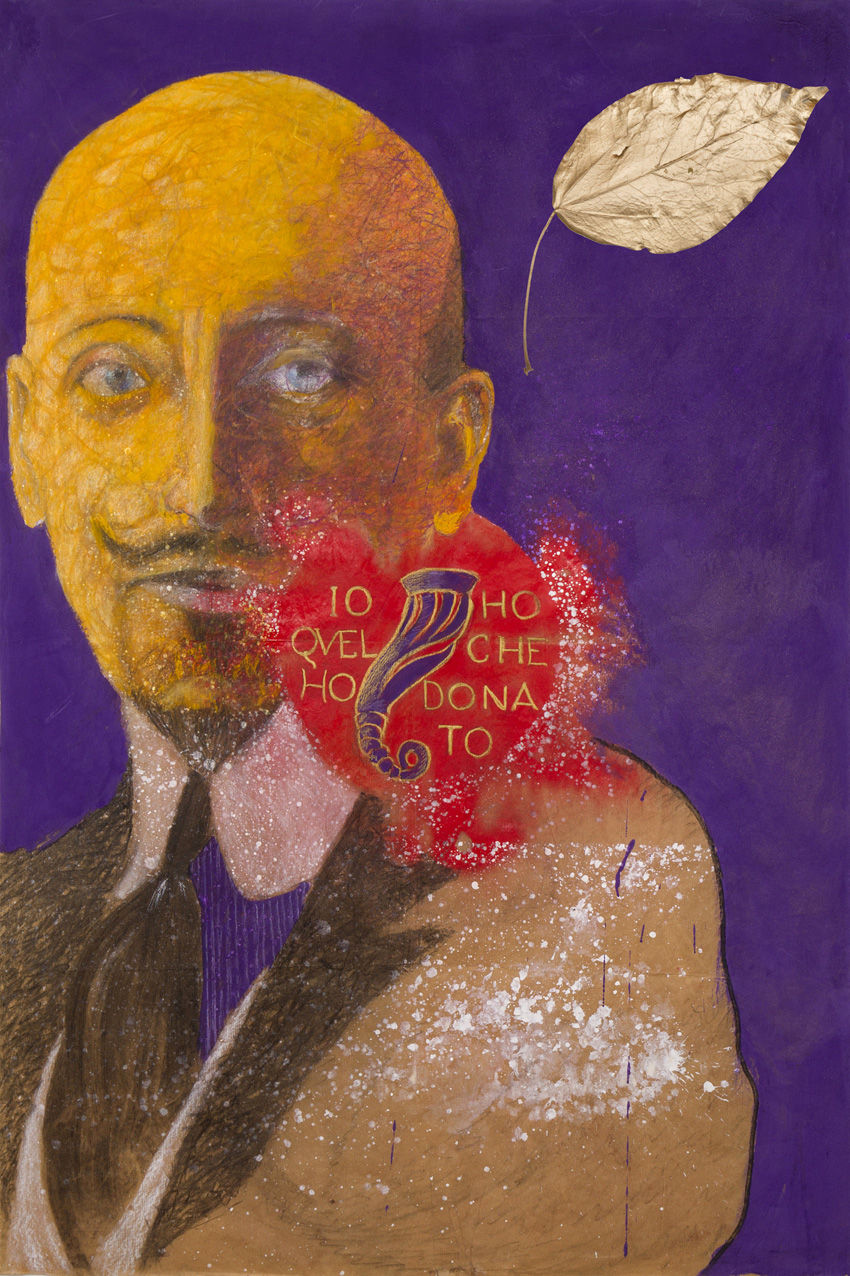 Gabriele D'Annunzio, mixed media on paper, 2015 ©Max Zarri